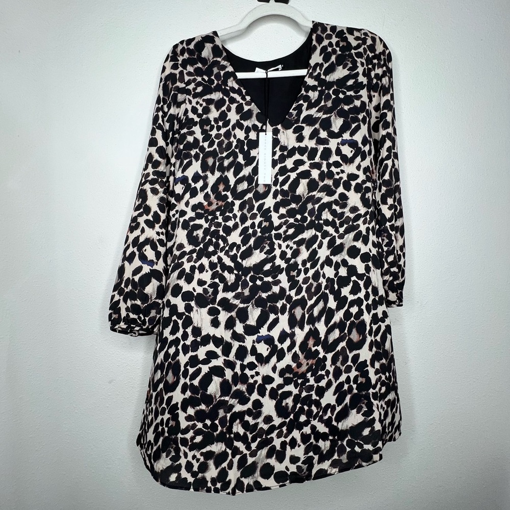 REVOLVE Three Eighty Two V-neck Mini Dress on Leopard print, size S NWT